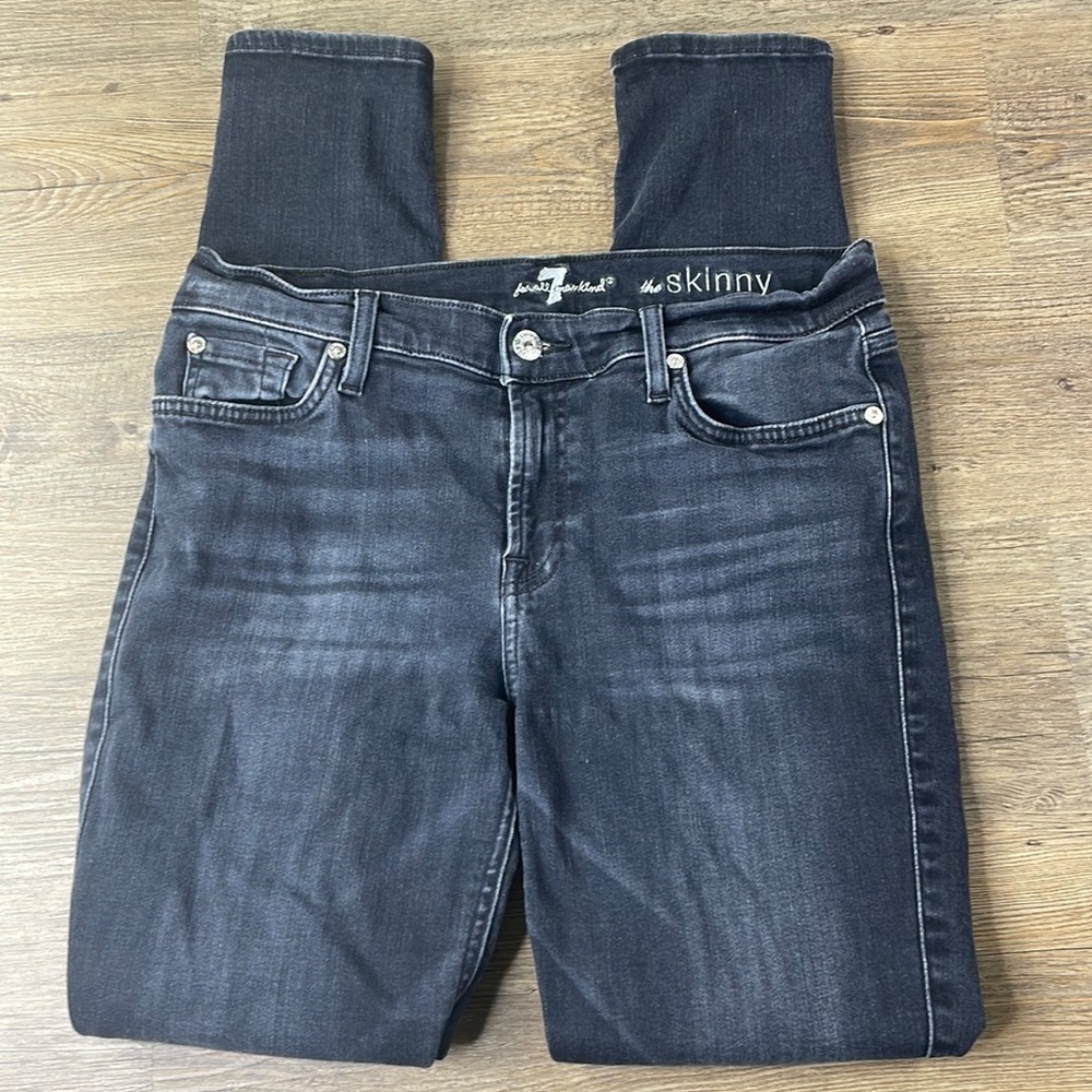 7 for All Mankind Women’s Black Grey Mid Rise The Skinny Jean, size 29